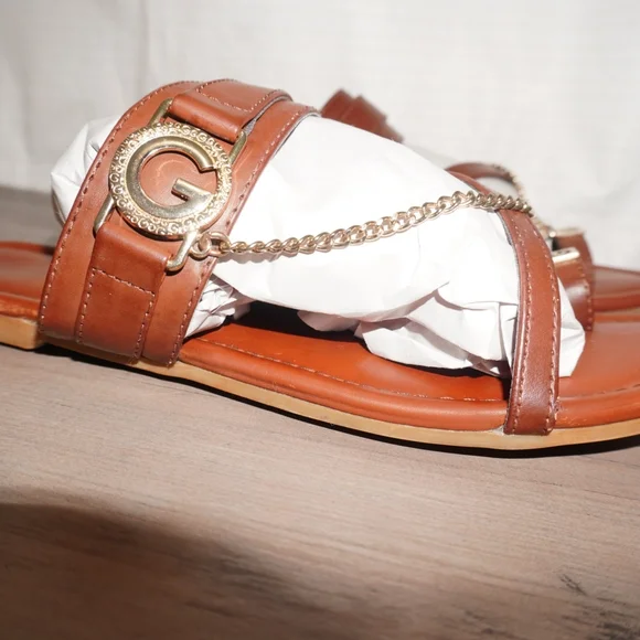 G by Guess Brown and Gold Flats with Woven Design - Picture 4 of 5